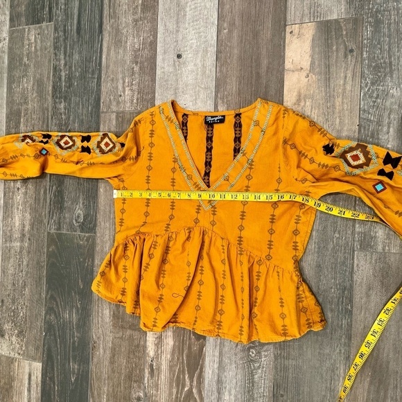 Wrangler Retro Embordiery Southwestern Boho Hippie Baby Doll Blouse Small - Picture 10 of 13
